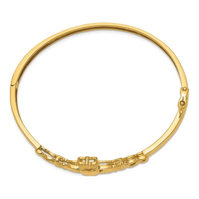 14K Yellow Gold Claddagh Hinged Bangle Bracelet – view 3