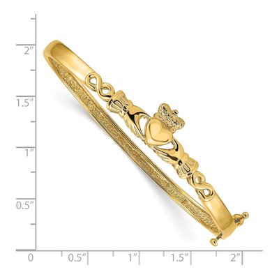 14K Yellow Gold Claddagh Hinged Bangle Bracelet – view 4