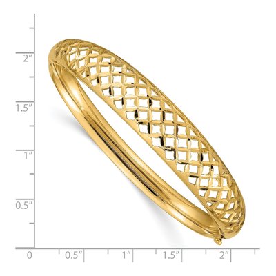 14K Yellow Gold Diamond-Cut Hinged Bangle Bracelet – view 4