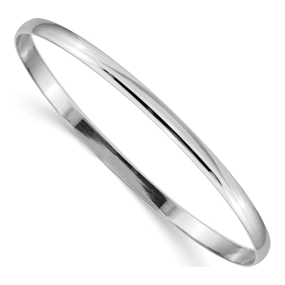 14K White Gold Half-Round Slip-On Bangle Bracelet