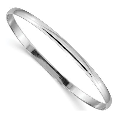 14K White Gold Half-Round Slip-On Bangle Bracelet