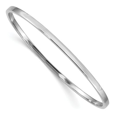 14K White Gold Slip-On Round Bangle Bracelet