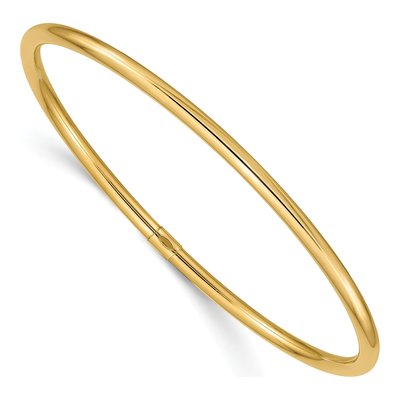 14K Yellow Gold Round Tube Slip-On Bangle Bracelet