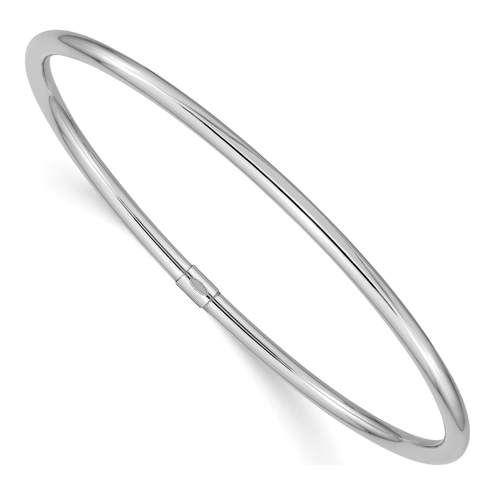 14K White Gold Slip-On Round Bangle Bracelet