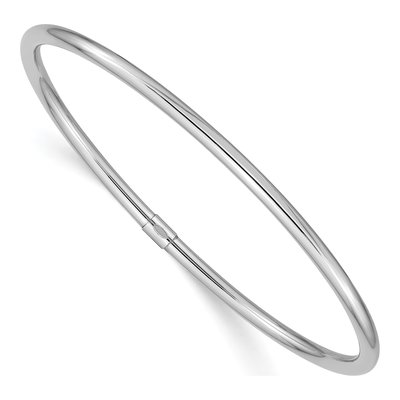 14K White Gold Slip-On Round Bangle Bracelet