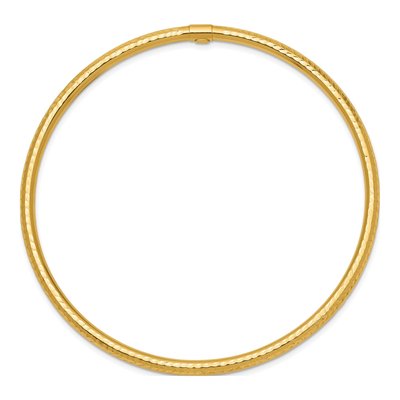 14K Yellow Gold Diamond-Cut Tube Bangle Bracelet – view 3