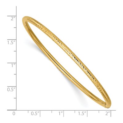 14K Yellow Gold Diamond-Cut Tube Bangle Bracelet – view 4