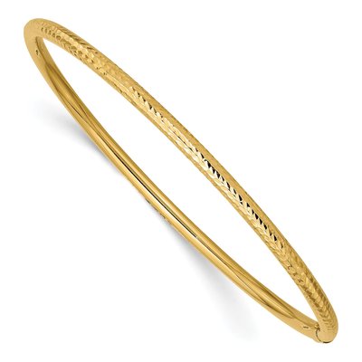 14K Yellow Gold Diamond-Cut Tube Bangle Bracelet