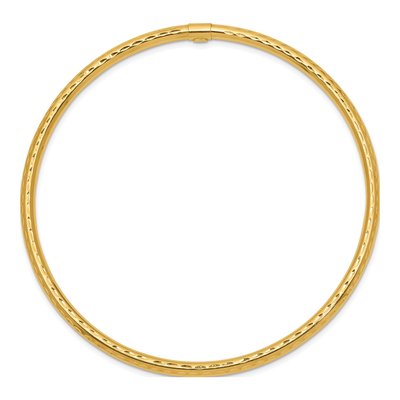 14K Yellow Gold Diamond-Cut Slip-On Bangle Bracelet – view 3