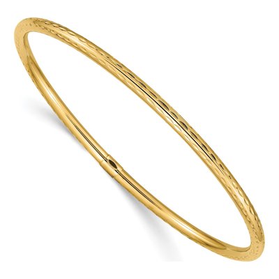 14K Yellow Gold Diamond-Cut Slip-On Bangle Bracelet