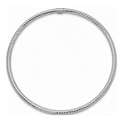 14K White Gold Diamond-Cut Slip-On Bangle Bracelet – view 3