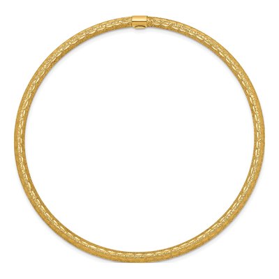 14K Yellow Gold Diamond-Cut Slip-On Bangle Bracelet – view 3