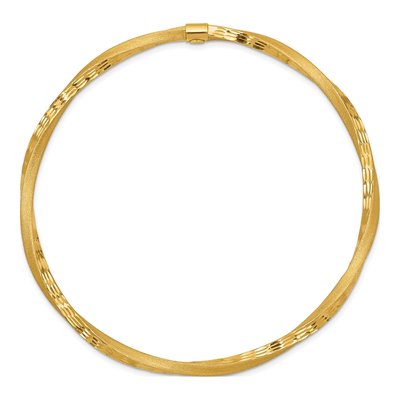14K Yellow Gold Diamond-Cut Twist Bangle Bracelet – view 3