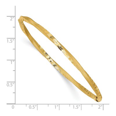 14K Yellow Gold Diamond-Cut Twist Bangle Bracelet – view 4