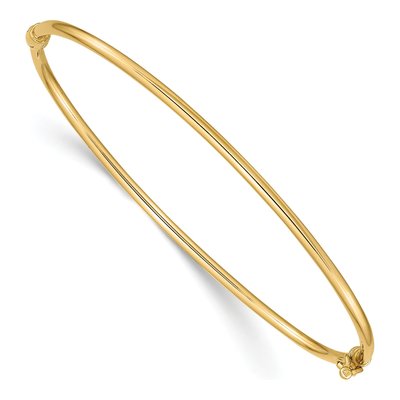 14K Yellow Gold Hinged Oval Bangle Bracelet