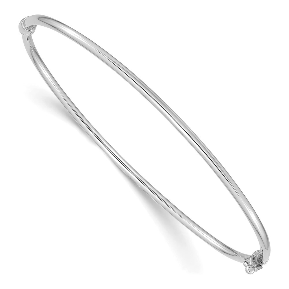 14K White Gold Hinged Oval Bangle Bracelet