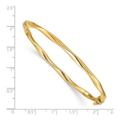 14K Yellow Gold Twisted Tube Hinged Bangle Bracelet – view 3