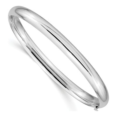 14K White Gold Hinged Oval Bangle Bracelet