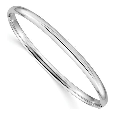 14K White Gold Hinged Oval Bangle Bracelet