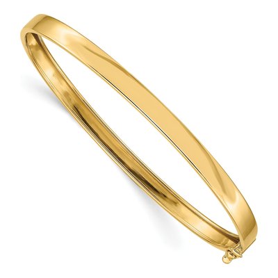 14K Yellow Gold Flexible Oval Bangle Bracelet
