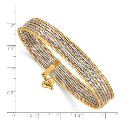 14K Tri-Color Gold Slip-On Bangle Bracelet – view 4