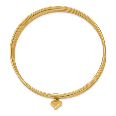 14K Yellow Gold Oversize Heart Bangle Bracelet – view 3