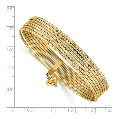 14K Yellow Gold Oversize Heart Bangle Bracelet – view 4