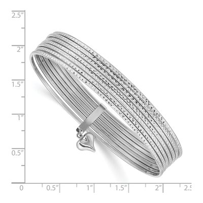 14K White Gold Heart Dangle Bangle Bracelet – view 3