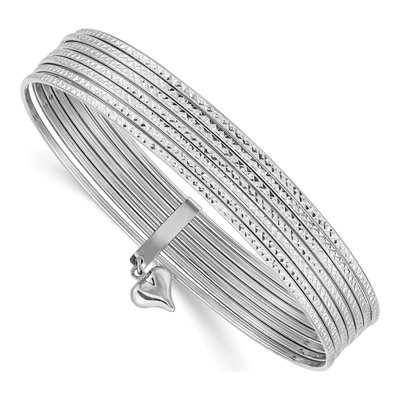 14K White Gold Oversize Heart Bangle Bracelet
