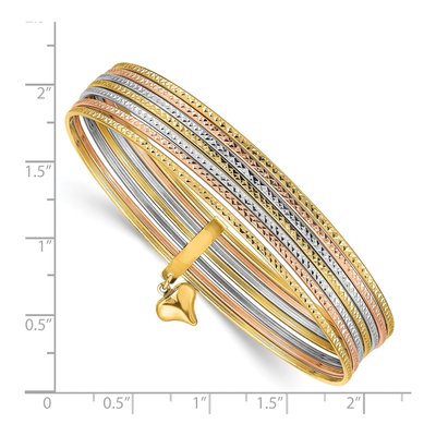 14K Tri-Color Gold Slip-On Bangle Bracelet – view 4