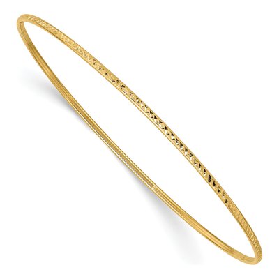 14K Yellow Gold Diamond-Cut Slip-On Bangle Bracelet