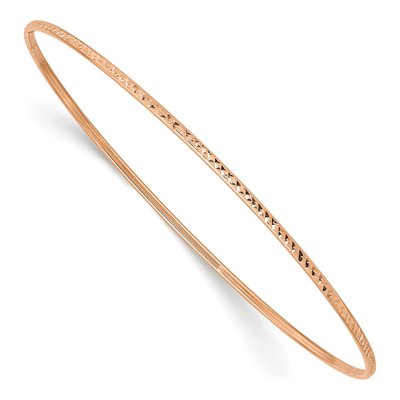 14K Rose Gold Diamond-Cut Slip-On Bangle Bracelet