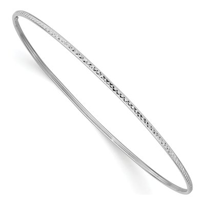 14K White Gold Diamond-Cut Slip-On Bangle Bracelet