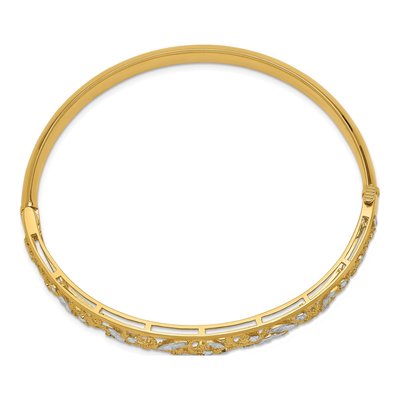 14K Yellow Gold Diamond-Cut Filigree Hinged Bangle Bracelet – view 3