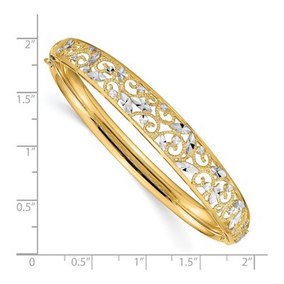 14K Yellow Gold Diamond-Cut Filigree Hinged Bangle Bracelet – view 4