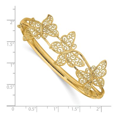 14K Yellow Gold Filigree Butterfly Hinged Bangle Bracelet – view 4