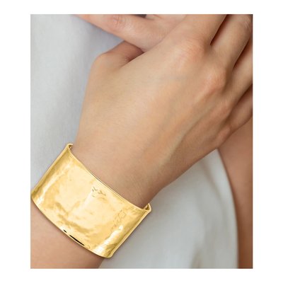 14K Yellow Gold Hammered Cuff Bracelet – view 5