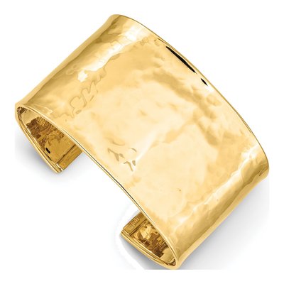 14K Yellow Gold Hammered Cuff Bracelet