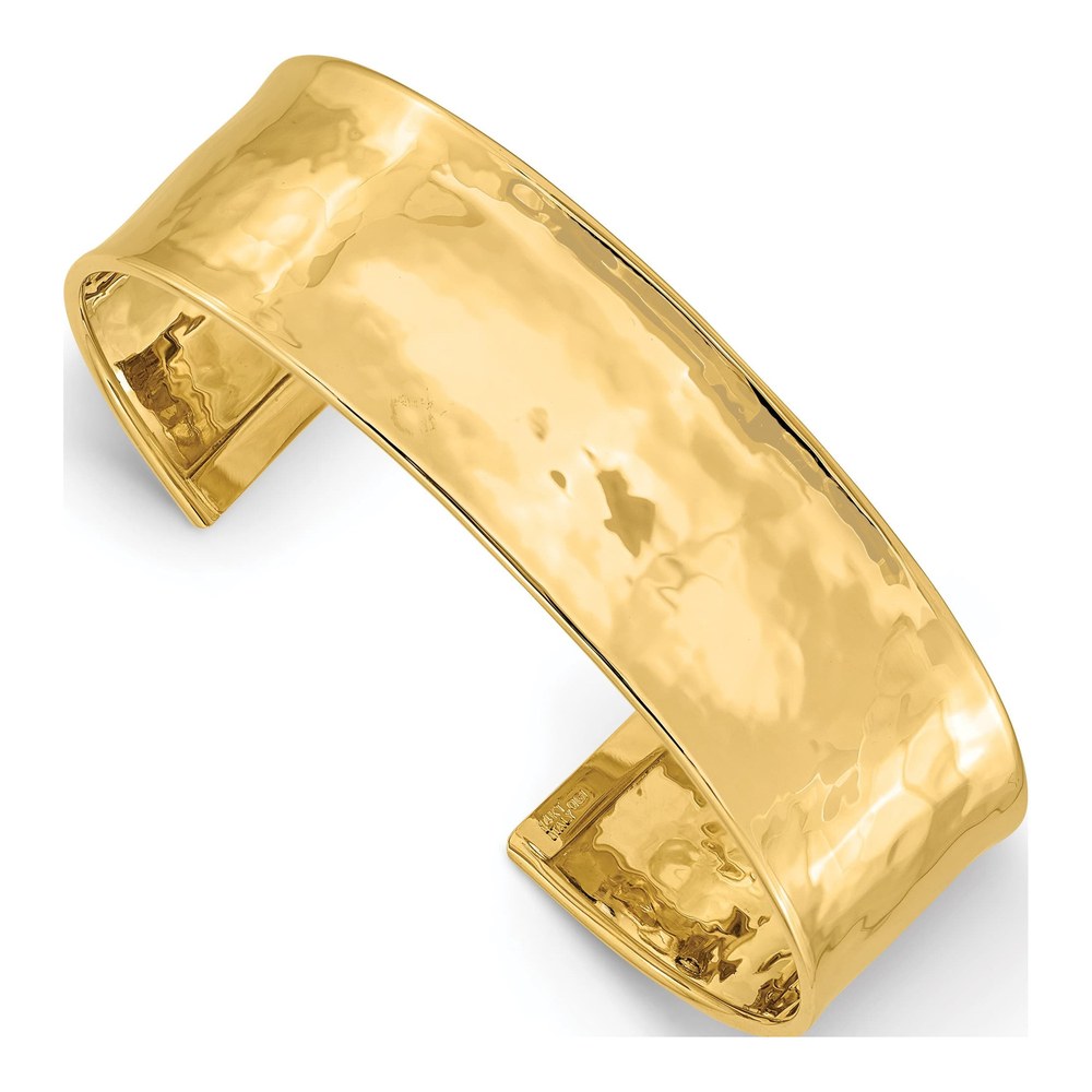 14K Yellow Gold Hammered Cuff Bracelet
