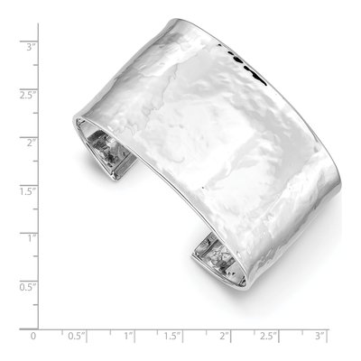 14K White Gold Hammered Cuff Bracelet – view 3