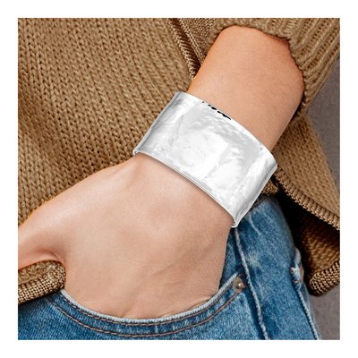 14K White Gold Hammered Cuff Bracelet – view 4
