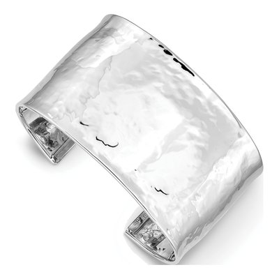 14K White Gold Hammered Cuff Bracelet