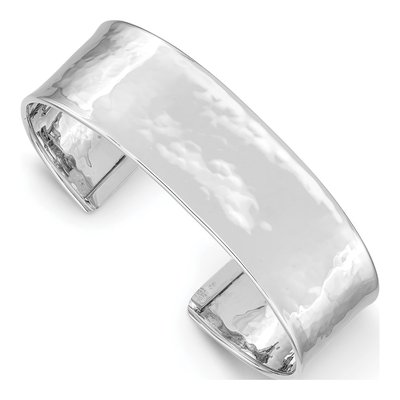 14K White Gold Hammered Cuff Bracelet