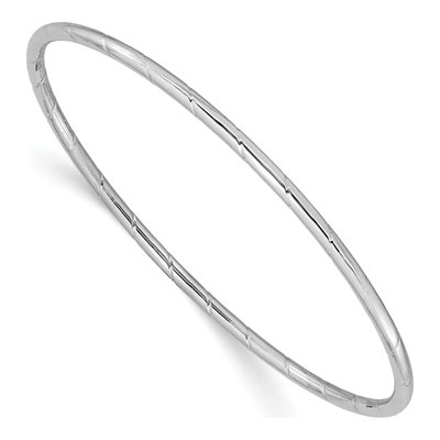 14K White Gold Grooved Slip-On Bangle Bracelet