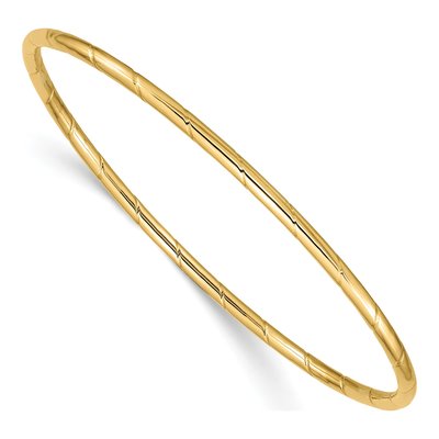 14K Yellow Gold Grooved Slip-On Bangle Bracelet