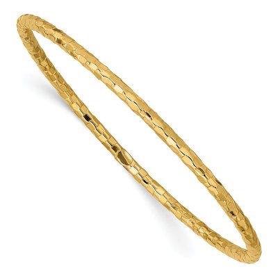14K Yellow Gold Textured Slip-On Bangle Bracelet