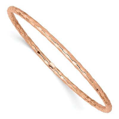 14K Rose Gold Textured Slip-On Bangle Bracelet