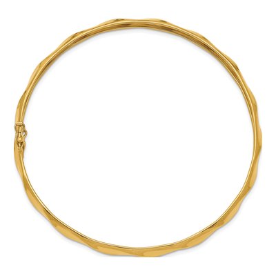 14K Yellow Gold Twisted Flexible Bangle Bracelet – view 3