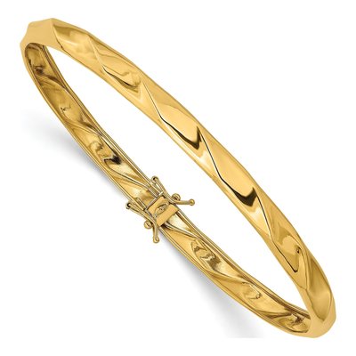 14K Yellow Gold Twisted Flexible Bangle Bracelet