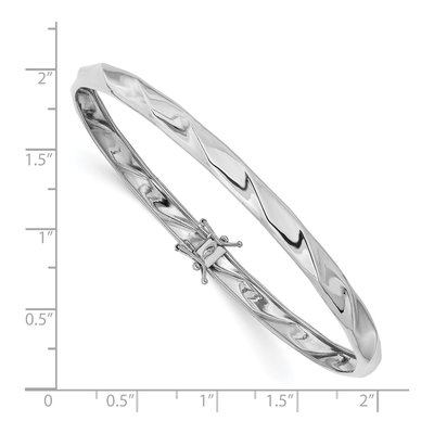14K White Gold Twisted Round Bangle Bracelet – view 4